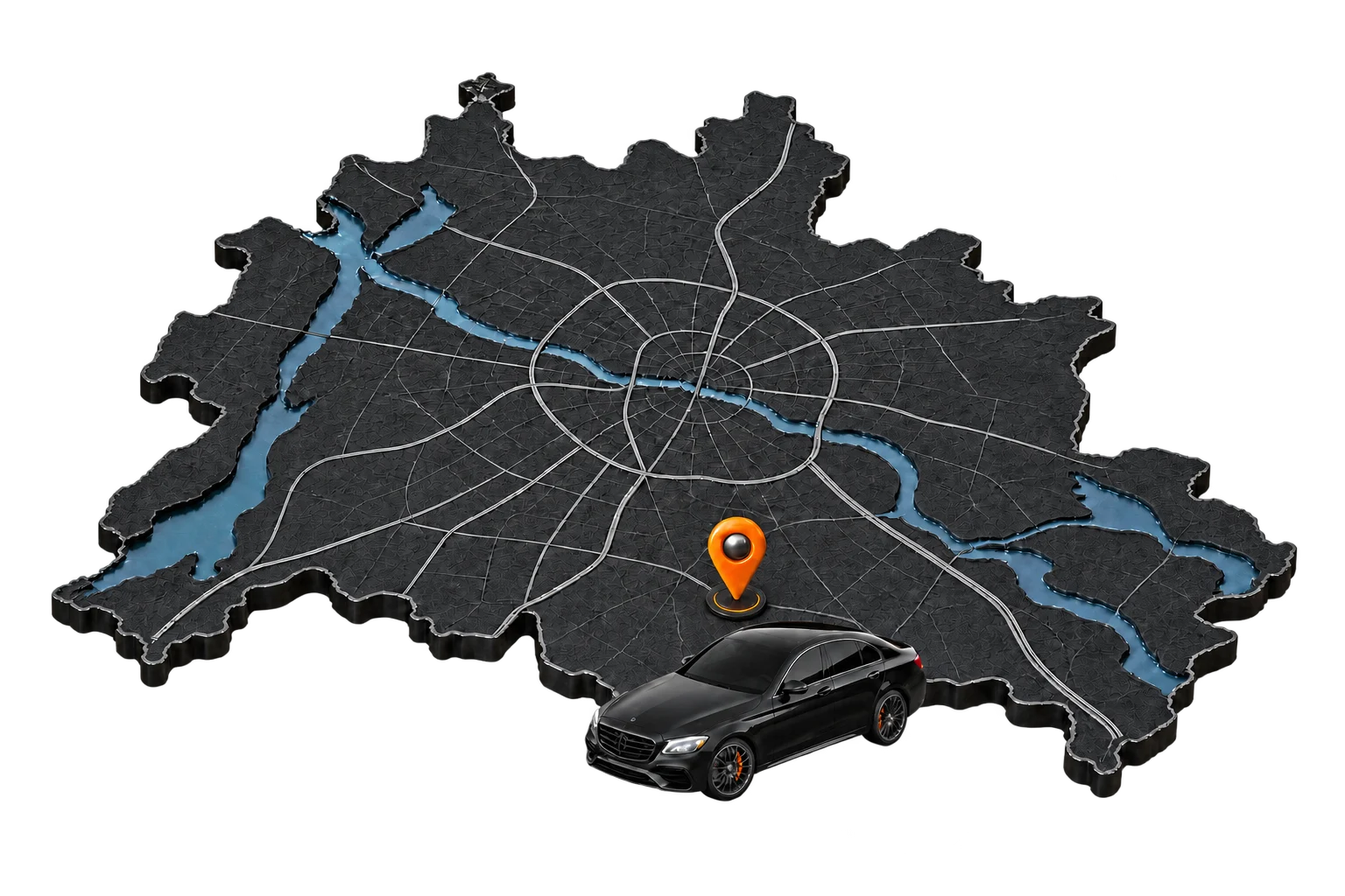 PRODETAIL Standort in Schönefeld mit einem schwarzen Fahrzeug.